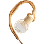 Car Diffuser Bottle Pendant - 10ml Small Glass Jar, Wooden Lid, Refillable Aromatherapy Hanging Bottle with Clear Design | C Holder