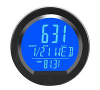 Car Digital Clock and Thermometer with Solar Charging, Luminous LCD Display with Motion Sensor Activation, for DURABLE ABS Build for Vehicles, Green and Blue Options (Blue)