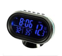 Car Digital Thermometer Voltmeter Alarm Clock with Adjustable Stand and Dual Backlight for Vehicle 12V-24V