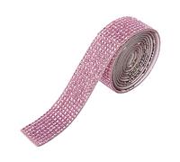 Car DIY Gemss Crystal Decoration Sticker Glitter Rhinestone Ribbon Self Sticker Craft Photo Props Metal Heart (Pink D One Size)