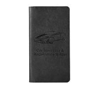 Car Document Holder Organiser, Leather Vehicle Insurance and Registration Holders Wallet Case Travel Card Holder for ID Card, Driving Licence, Key Contact Information Cards, Black