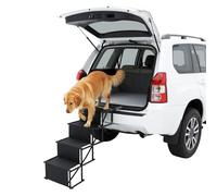 Car Dog Steps, Large Dog Stairs, Portable Folding Pet Ladder Ramp with Wide Step, Extra Wide 4 Steps Upgraded Dogs Step for Car, Lightweight, Dog Ramps with Non Slip Surface, for Cars, SUV, Truck