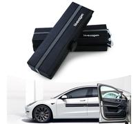 Car Door Dent Protectors Compatible with Steel Door - Removable Soft Cushion Protector Made with PU Leather and Built in Magnets, Come with Interior Security Suction Strap(2, Black)