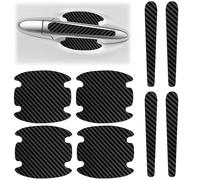 Car Door Handle Scratch Protectors, 8 Pcs Carbon Fiber Car Door Handle Cover Anti Scratch Stickers, Black Sticker Protector Anti-Scratches Door Side Handle Paint Guard (Black)
