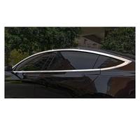 Car Door Protection Strips For Tesla For Model 3 2017-2023 Steel Chrome Black Carbon Exterior Window Molding Strip Sill Side Cover Trim 12pcs Glass Seal Belt(Chrome)