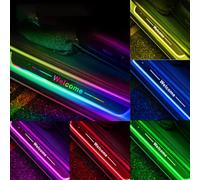 Car Door Sill Plate LED Lights, 7 Color LED Pedal lights Welcome Car Pedal Pathway Light, Waterproof and Non-Slip, Auto-Sensing for All Car Models (2 Front Pedal)