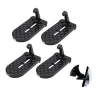 Car Door Step, Multi-Foldable Aluminum Alloy Roof Rack Car Step, Universal with Safety Hammer Step Assist, Easy Pedal Ladder Access (4 PCS,Black)