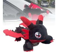 Car Dragon Accessory Flying Dragon Plush Toy Roof Top CAR,Flying DRAgon Stuffed Plush Animal with Movable Wings,Cute Plush Toy,Cars D-ragon Suction Cup Exterior Cool Car Roof Decoration Toy (Black)