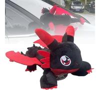 Car Dragons, Car Accessory Flying Dragon Plush Toy Roof Top Cars, Auto Exterior Cool Carroof Decoration Toy, Flying Dragon Stuffed Plush Animal with Movable Wings and Suction Cup (Red Black)
