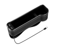 Car Drink Holder Car Crevice Storage Box With 2 USB For Charger For LED For Seat Gap Slit Pocket Organizer Beverage Mount Stand(Black B)