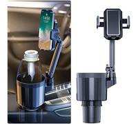 Car Drink Holders, NATGIC 2-in-1 Car Cup Holder Phone Mount Adjustable Base 360° Rotation Car Cup Holder Expander for all Purpose Car Cup Holders and Car Interior Organizer (Black)