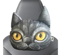 Car Driving Seat Pillow - Cute Cat Shape Ergonomic Headrest, Universal Support Design, 25cm Size + Acrylic PP Cotton Material | Comfortable Solid Form for Kids Travel Driving Sleeping Vehicle Road-Tri