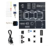 Car Driving Simulation Soldering Kit 10x10cm LCD Display | PCB Kit For Turn Signals & Headlights, Real-time LCD Data, USB 5V Powered