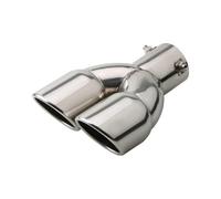 Car dual exhaust tail pipe Automobile tailpipe general exhaust stainless steel hood cylinder sound tail muffler(Silver A)