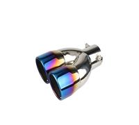 Car dual exhaust tail pipe Automobile tailpipe general exhaust stainless steel hood cylinder sound tail muffler(Blue A)
