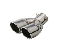 Car dual exhaust tail pipe Automobile tailpipe general exhaust stainless steel hood cylinder sound tail muffler(Silver B)