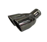 Car dual exhaust tail pipe Universal 63mm Car Inlet Double Barrel Rear Exhaust Tip Tail Pipe Muffler Outlet Stainless Steel(Gun-black W)