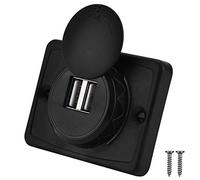 Car Dual USB Charger Adapter 3.1A 2 Port, 12V-24V Charging Mount Socket Outlet Panel Waterproof Fast Charge with Cap for Motorcycles Boats Marine Trucks RVs Cars Bus Boat Automotive Truck