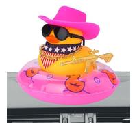 - Car Duck, Decoration, Dashboard, Cowboy Ornament Accessories for Dashboard, Squeaky Duck Bath Toy with Mini Sun Hat, Swimming Ring, Necklace and Sunglasses, Yellow Duck for Car, Eats