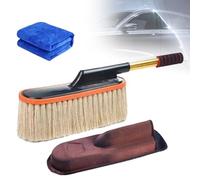 Car Duster with Extendable Telescoping Handle, 2025 New Auto Cleaning Dust Remover, Paraffin Treated Cotton Fibers, Scratch Free Dusting and Polishing, SUV Truck RV Garage Use (Beige)