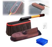 Car Duster with Extendable Telescoping Handle, 2025 New Car Duster Brush,Car Valeting Duster,Wax Brush Mop Cleaning Cloth Scratch Free Dusting Waxing Use for SUV Truck RV Garage (Brown)