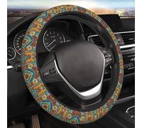 Car Elastic Steering Wheel Cover Universal 15 Inch Vehicle Stretch Steering Wheel Cover Protector African Style Textile Pattern Auto Protective Cover Novelty Car Interior Accessories for Men Women