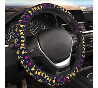 Car Elastic Steering Wheel Cover Universal 15 Inch Vehicle Stretch Steering Wheel Cover Protector Ballroom Dance Small Pattern Auto Protective Cover Novelty Car Interior Accessories for Men Women