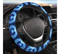 Car Elastic Steering Wheel Cover Universal 15 Inch Vehicle Stretch Steering Wheel Cover Protector Baby Blue Heart Auto Protective Cover Novelty Car Interior Accessories for Men Women