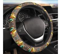 Car Elastic Steering Wheel Cover Universal 15 Inch Vehicle Stretch Steering Wheel Cover Protector Basket and Easter Eggs Auto Protective Cover Novelty Car Interior Accessories for Men Women