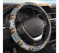 Car Elastic Steering Wheel Cover Universal 15 Inch Vehicle Stretch Steering Wheel Cover Protector Bear Holding Fish Auto Protective Cover Novelty Car Interior Accessories for Men Women