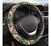 Car Elastic Steering Wheel Cover Universal 15 Inch Vehicle Stretch Steering Wheel Cover Protector Bees Collect Honey Auto Protective Cover Novelty Car Interior Accessories for Men Women