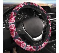 Car Elastic Steering Wheel Cover Universal 15 Inch Vehicle Stretch Steering Wheel Cover Protector Beautiful Peony Flower Auto Protective Cover Novelty Car Interior Accessories for Men Women