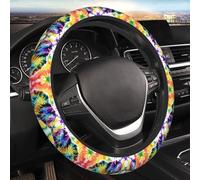Car Elastic Steering Wheel Cover Universal 15 Inch Vehicle Stretch Steering Wheel Cover Protector Bear Dancing Tie Dye Auto Protective Cover Novelty Car Interior Accessories for Men Women