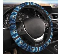 Car Elastic Steering Wheel Cover Universal 15 Inch Vehicle Stretch Steering Wheel Cover Protector Blue Owl Auto Protective Cover Novelty Car Interior Accessories for Men Women