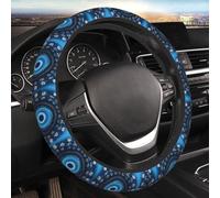 Car Elastic Steering Wheel Cover Universal 15 Inch Vehicle Stretch Steering Wheel Cover Protector Blue Mini Flower Swirl Auto Protective Cover Novelty Car Interior Accessories for Men Women