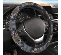 Car Elastic Steering Wheel Cover Universal 15 Inch Vehicle Stretch Steering Wheel Cover Protector Black Labrador Puppy Auto Protective Cover Novelty Car Interior Accessories for Men Women