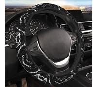 Car Elastic Steering Wheel Cover Universal 15 Inch Vehicle Stretch Steering Wheel Cover Protector Black White Marble Print Auto Protective Cover Novelty Car Interior Accessories for Men Women