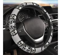 Car Elastic Steering Wheel Cover Universal 15 Inch Vehicle Stretch Steering Wheel Cover Protector Black and White Flowers and Skull Auto Protective Cover Novelty Car Interior Accessories for Men Women