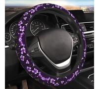 Car Elastic Steering Wheel Cover Universal 15 Inch Vehicle Stretch Steering Wheel Cover Protector Blooming Purple Flowers Auto Protective Cover Novelty Car Interior Accessories for Men Women