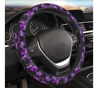 Car Elastic Steering Wheel Cover Universal 15 Inch Vehicle Stretch Steering Wheel Cover Protector Blooming Purple Blossoms Auto Protective Cover Novelty Car Interior Accessories for Men Women