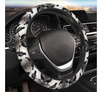 Car Elastic Steering Wheel Cover Universal 15 Inch Vehicle Stretch Steering Wheel Cover Protector Black Crow Birds on a Branch Auto Protective Cover Novelty Car Interior Accessories for Men Women