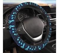 Car Elastic Steering Wheel Cover Universal 15 Inch Vehicle Stretch Steering Wheel Cover Protector Blue Musical Notes Auto Protective Cover Novelty Car Interior Accessories for Men Women