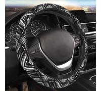 Car Elastic Steering Wheel Cover Universal 15 Inch Vehicle Stretch Steering Wheel Cover Protector Black and White checkered stripes Auto Protective Cover Novelty Car Interior Accessories for Men Women