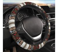 Car Elastic Steering Wheel Cover Universal 15 Inch Vehicle Stretch Steering Wheel Cover Protector Blue and White Porcelain Auto Protective Cover Novelty Car Interior Accessories for Men Women
