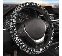 Car Elastic Steering Wheel Cover Universal 15 Inch Vehicle Stretch Steering Wheel Cover Protector Black White Striped Flowers Auto Protective Cover Novelty Car Interior Accessories for Men Women