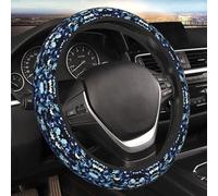 Car Elastic Steering Wheel Cover Universal 15 Inch Vehicle Stretch Steering Wheel Cover Protector Blue Camouflage Print Auto Protective Cover Novelty Car Interior Accessories for Men Women