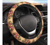 Car Elastic Steering Wheel Cover Universal 15 Inch Vehicle Stretch Steering Wheel Cover Protector Boho Leaf Floral Auto Protective Cover Novelty Car Interior Accessories for Men Women