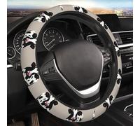 Car Elastic Steering Wheel Cover Universal 15 Inch Vehicle Stretch Steering Wheel Cover Protector Cow Black spot Auto Protective Cover Novelty Car Interior Accessories for Men Women