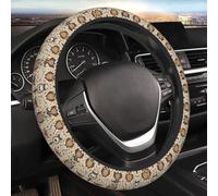 Car Elastic Steering Wheel Cover Universal 15 Inch Vehicle Stretch Steering Wheel Cover Protector Cute Brown Cartoon Owls Auto Protective Cover Novelty Car Interior Accessories for Men Women