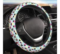 Car Elastic Steering Wheel Cover Universal 15 Inch Vehicle Stretch Steering Wheel Cover Protector Cupcake Patterns Auto Protective Cover Novelty Car Interior Accessories for Men Women